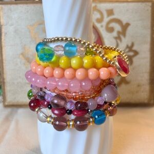 Beaded Bracelet Bundle, 10, colorful, summer, boho, rainbow